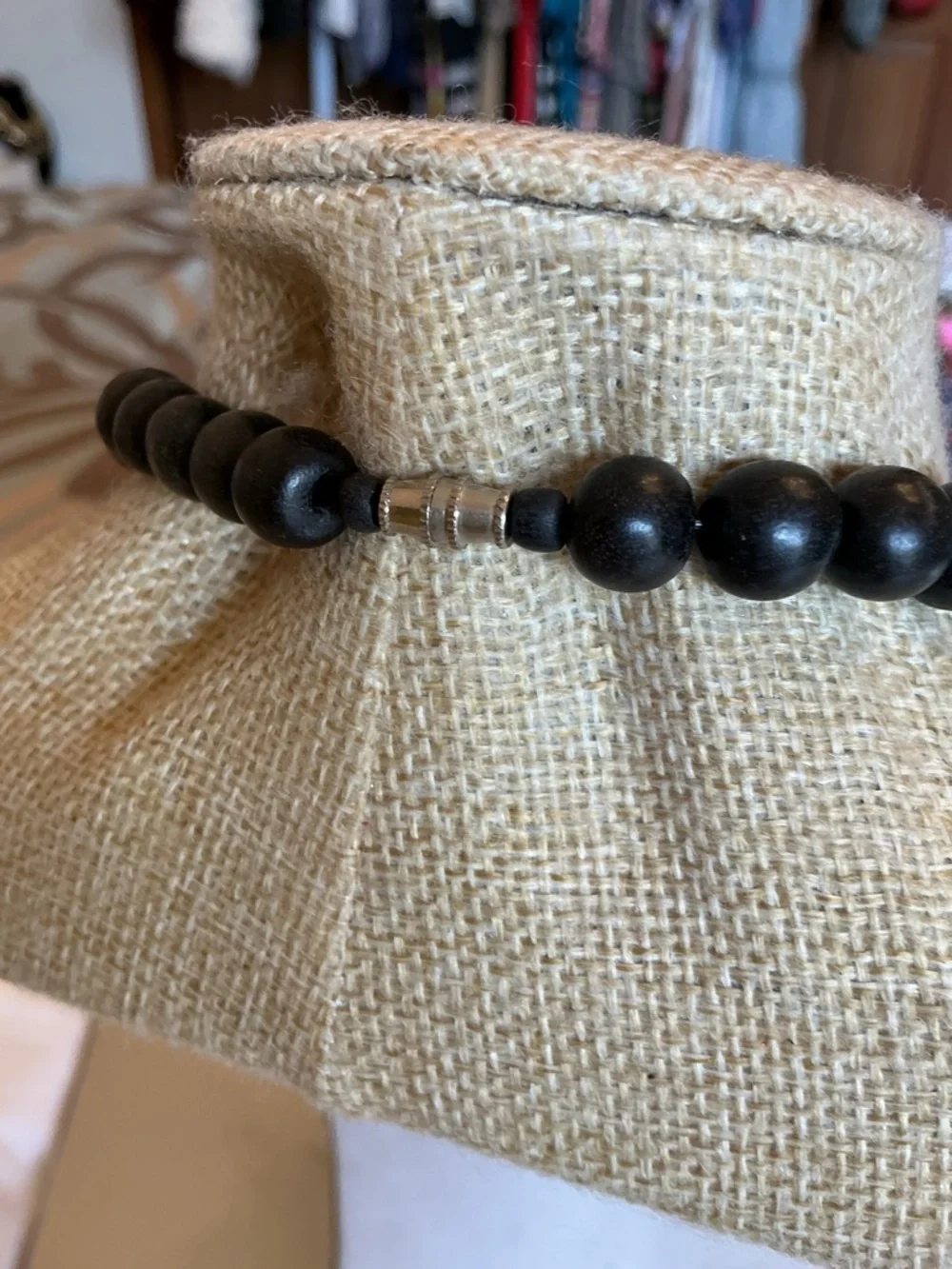 Handcrafted Black & Natural Wood Bird Necklace - Picture 3 of 4